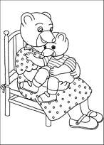 coloriage petit ours brun sur les genoux de sa maman